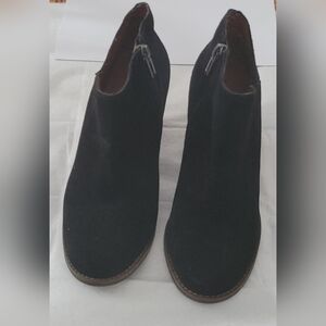 Lucky Brand Black Suede Ankle Booties with Side Zip